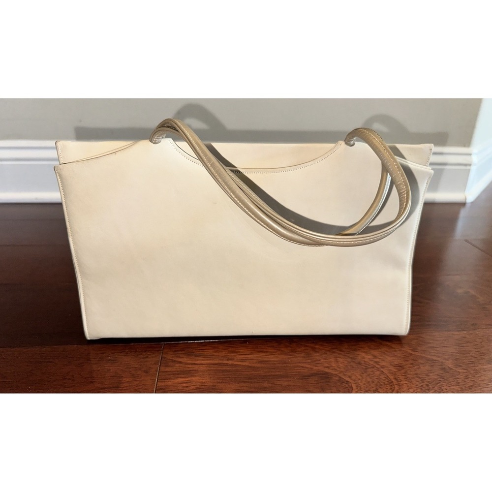 Vintage Sydney California Leather Strap; Cream Ivory Bone; Top Handle